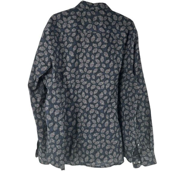 Perry Ellis Slim Fit Long Sleeve Button Up Shirt XXL Blue Abstract Pineapple Top - Picture 4 of 8